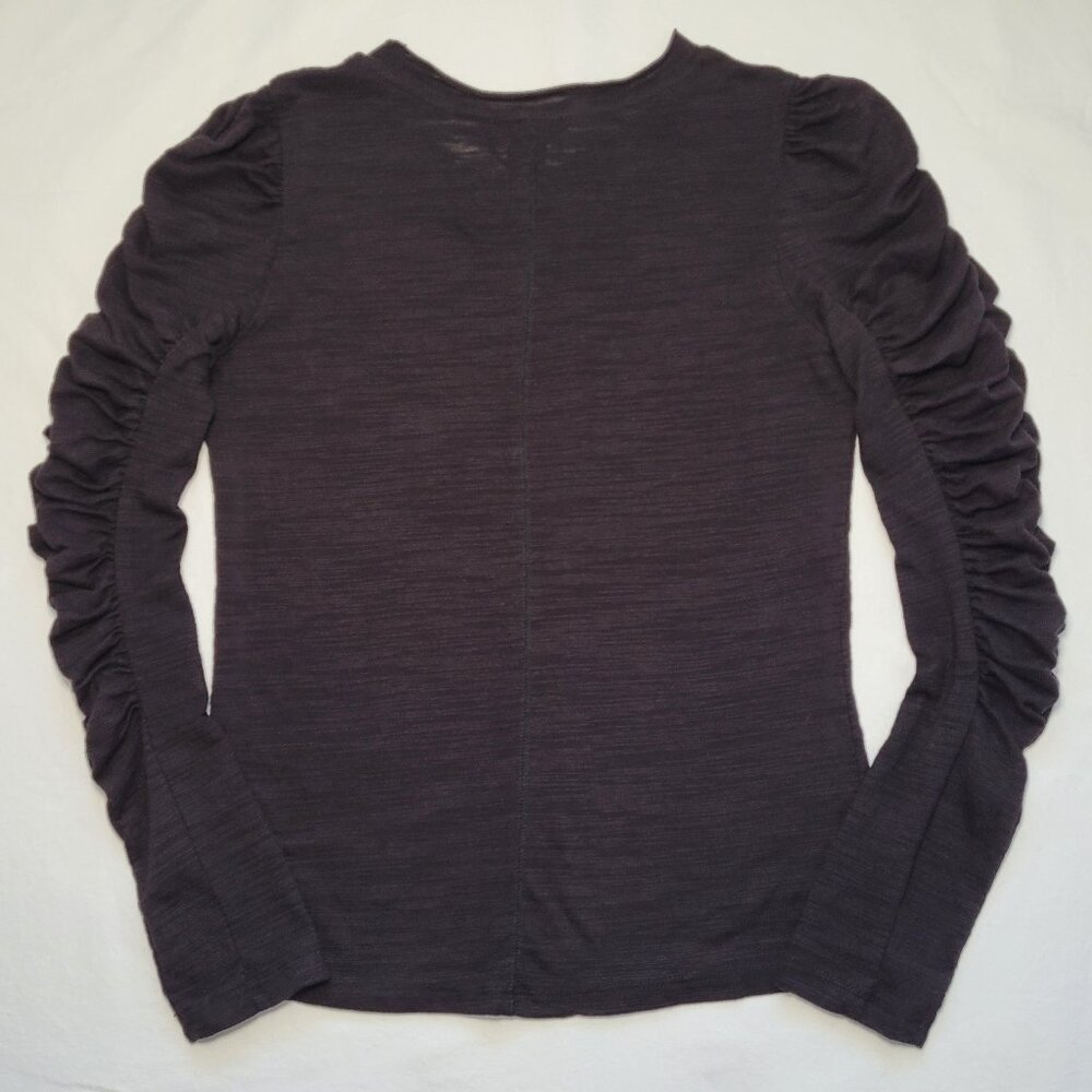 House of Harlow 1960 Ruched Long Sleeve Top Burnout Black Small Poetcore - Picture 2 of 11